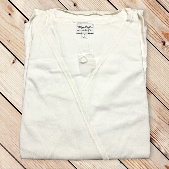 Linea by Louis Dell'Olio Whisper Knit Drape Front Cardigan, NWT 3X Ivory A237402 - Picture 5 of 12